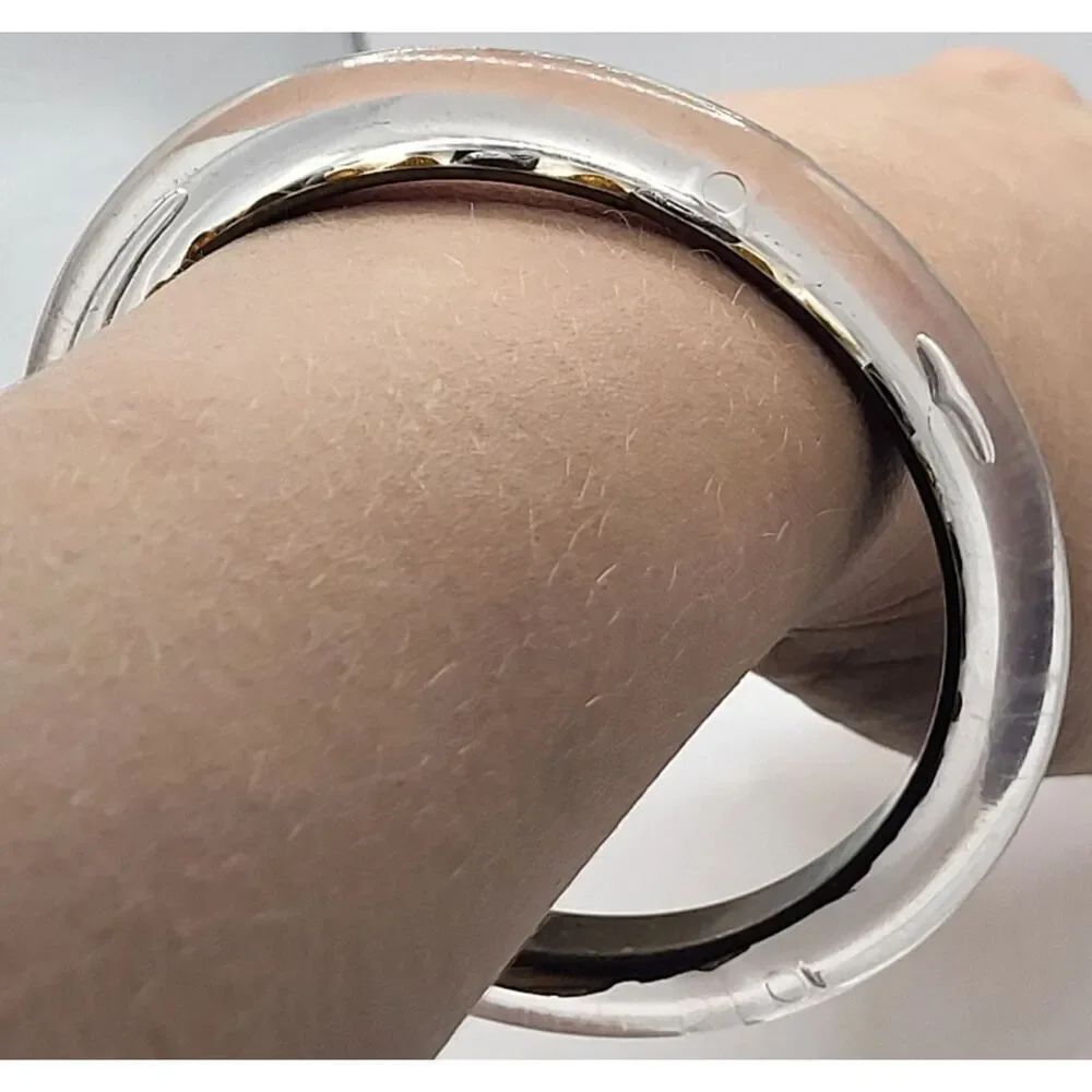 Vintage 60s Clear Lucite Bangle Bracelet 2.75in dia
